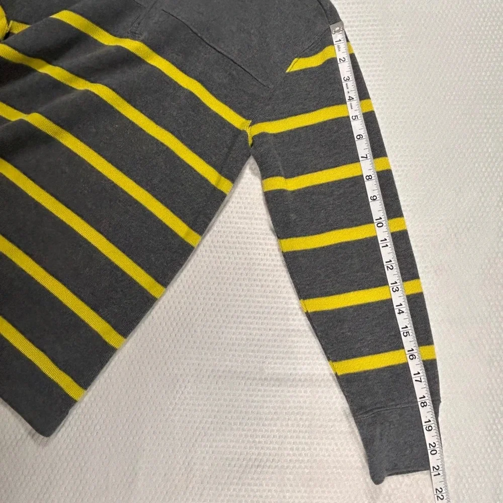 Gap Kids Quarter Zip Pullover Sweater Boys XL 12 Gray Yellow Striped Knit Preppy